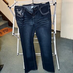 Dots Dark Blue Straight Leg Jeans